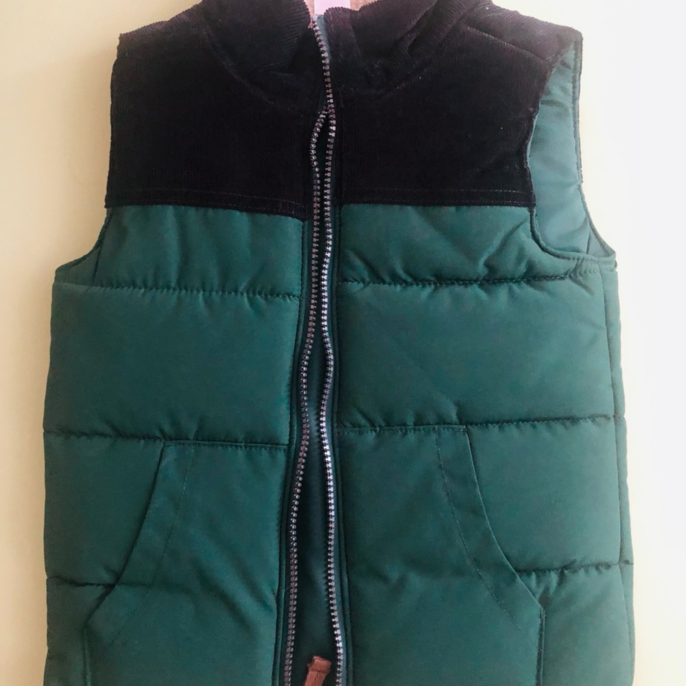 Green and Black Quilted Puffer Vest